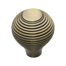 Heritage Brass Cabinet Knob Reeded Design 38mm Antique Brass finish