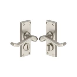 Heritage Brass Door Handle for Privacy Set Bedford Short Design Satin Nickel finish