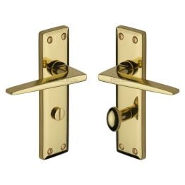 Heritage Brass Door Handle for Bathroom Kendal Design Polished Brass finish