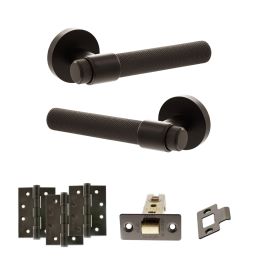 Senza Pari Andretta Door Handle Pack (Latch Set - 2.5" CE Latch, 4" Fire Rated Hinges x3) - Urban Dark Bronze