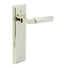 Westminster Door Handle Latch Backplate Polished Nickel - By Frelan Hardware - BUR30KIT164