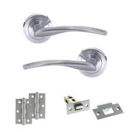 STATUS Arizona Door Handle Pack (Latch Set - 2.5" Latch, 3" Hinges x2) - Satin Chrome