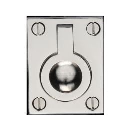 Heritage Brass Cabinet Pull Flush Ring Design 38mm Polished Nickel finish
