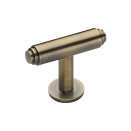Heritage Brass Cabinet Knob Stepped T-Bar Design with Rose 45mm Antique Brass finish