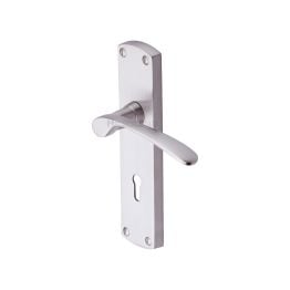 Heritage Brass Door Handle Lever Lock Diplomat Design Satin Nickel finish