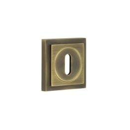 Burlington Standard Keyway Escutcheons Square Stepped Rose Antique Brass - By Frelan Hardware - BUR-60AB-173AB