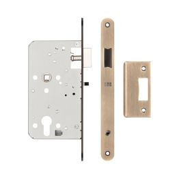 72mm Antique Brass Din Euro Nightlatch Radiused 60mm Backset - By Frelan Hardware - JL-DNL60RAB