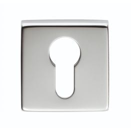 Square Euro Profile Escutcheon - Polished Chrome