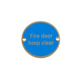 Stainless Steel Fire Door Keep Clear 75mm Polished Brass - By Frelan Hardware - JS108PB