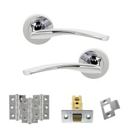 STATUS Arizona Door Handle Pack (Latch Set - 2.5" CE Latch, 3" Fire Rated Hinges x3) - Polished Chrome