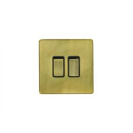 Eurolite Concealed 3mm 2 Gang Switch Antique Brass
