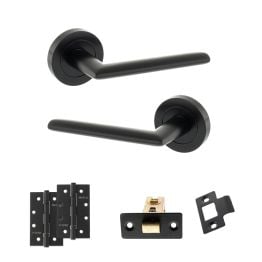STATUS Alabama Door Handle Pack (Latch Set - 3" CE Latch, 4" Slim Knuckle Hinges x2) - Matt Black