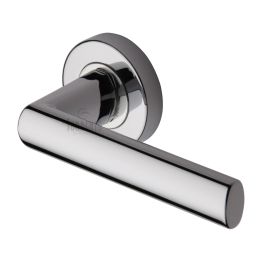 Sorrento Door Handle Lever Latch on Round Rose Milan Design Polished Chrome finish