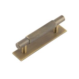 Hoxton Taplow Cabinet Handles 96mm Ctrs Plain Backplate Antique Brass - By Frelan Hardware - HOX-2050AB-5050AB