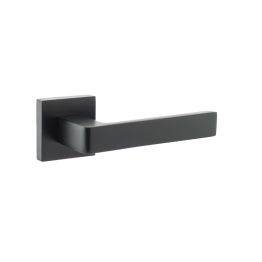 STATUS Montana Lever Door Handle on S4 Square Rose - Matt Black