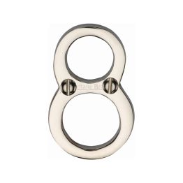 Heritage Brass Numeral 8 Face Fix 51mm (2") Polished Nickel finish