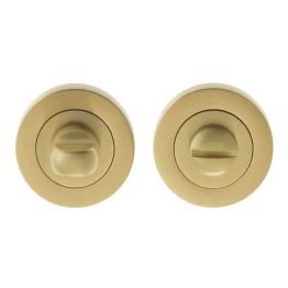 Jedo Designer Turns & Releases 50mm Round Rose no Indicator 50x10mm Satin Brass - By Frelan Hardware - JV2666SB