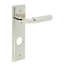 Piccadilly Door Handle Din Bathroom Backplate Polished Nickel - By Frelan Hardware - BUR40KIT169