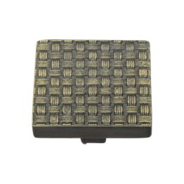 Heritage Brass Cabinet Knob Square Weave Design 38mm Aged Brass finish