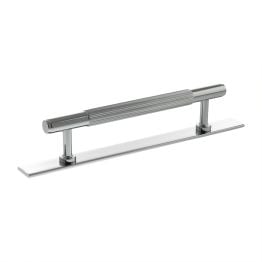Millhouse Brass Battersea Linear T-Bar Cabinet Pull Handle on Backplate 128mm - Polished Chrome