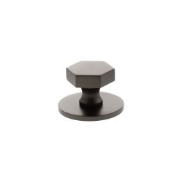 Millhouse Brass Pennington Hexagonal Cabinet Knob Handle on Backplate - Urban Dark Bronze