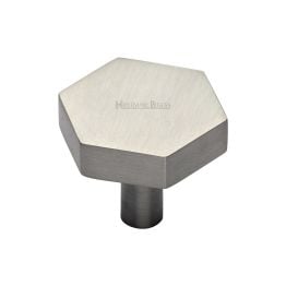 Heritage Brass Cabinet Knob Hexagon Design 32mm Satin Nickel finish