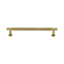 Heritage Brass Cabinet Pull Partial Knurled Design with 16mm Rose 160mm CTC Polished Brass finish