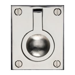 Heritage Brass Cabinet Pull Flush Ring Design 50mm Polished Nickel finish