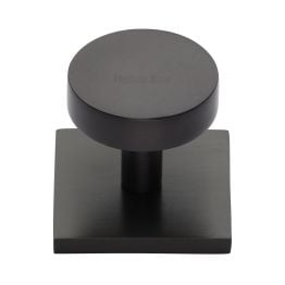 Heritage Brass Cabinet Knob Disc Design with Square Backplate 32mm Matt Bronze finish
