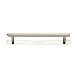 Heritage Brass Cabinet Pull Hexagonal Design with Plate 160mm CTC Polished Nickel Finish