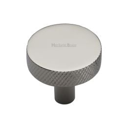 Heritage Brass Cabinet Knob Knurled Disc Design 32mm Polished Nickel finish