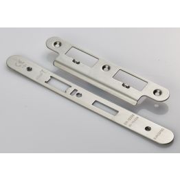 Forend Strike & Fixing Pack To Suit Din Escape Lock-Satin Stainless Steel-Radius Forend - Satin Stainless Steel
