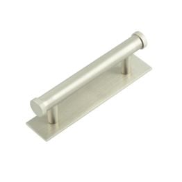 Hoxton Thaxted Cabinet Handles 96mm Ctrs Plain Backplate Satin Nickel - By Frelan Hardware - HOX-250SN-5050SN