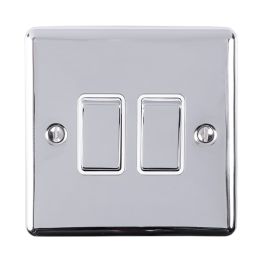 Eurolite Enhance Decorative 2 Gang Switch Polished Chrome
