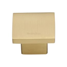Heritage Brass Cabinet Knob Classic Square Design 40mm Satin Brass finish