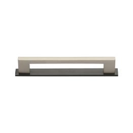 Heritage Brass Cabinet Pull Metro Design with Plate 96mm CTC Matt Bronze/Satin Nickel Finish