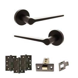 Senza Pari Laviano Door Handle Pack (Latch Set - 2.5" CE Latch, 4" Fire Rated Hinges x3) - Urban Dark Bronze