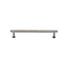 Heritage Brass Cabinet Pull Partial Knurled Design with 16mm Rose 128mm CTC Polished Nickel finish