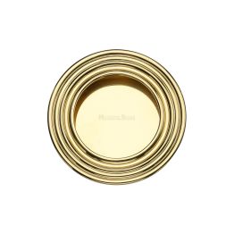 Round Reeded Flush Pull Polished Brass finish