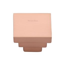 Heritage Brass Cabinet Knob Square Stepped Design 32mm Satin Rose Gold finish