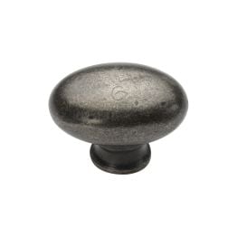 Rustic Pewter Cabinet Knob Oval Design 32mm