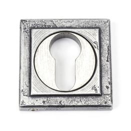 Pewter Round Euro Escutcheon (Square Rose)