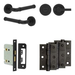 Complete Midtown Door Handle Pack - Bathroom - Black - By Frelan Hardware - JE-G6B1-MB