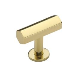 Heritage Brass Cabinet Knob Hexagon T-Bar Design with Rose 41mm Polished Brass finish