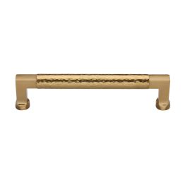 Heritage Brass Cabinet Pull Bauhaus Hammered Design 160mm CTC Satin Brass Finish