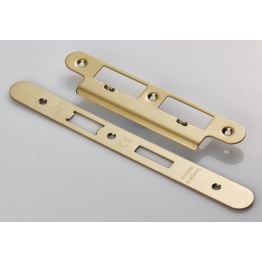 Forend Strike And Fixing Pack To Suit Din Euro Sash/Bathroom Lock (Security) Radius - Satin Brass
