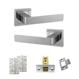 STATUS Montana Door Handle Pack (Latch Set - 3" CE Latch, 4" Slim Knuckle Hinges x2) - Polished Chrome