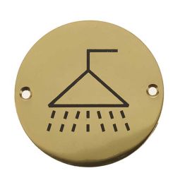 Stainless Steel Shower Symbol 75mm Polished Brass - By Frelan Hardware - JS106PB