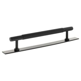 Millhouse Brass Battersea Linear T-Bar Cabinet Pull Handle on Backplate 160mm - Matt Black
