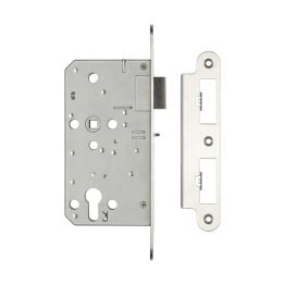 Jedo Architectural 72mm Din Nightlatches 60mm backset radiused Satin Stainless Steel - By Frelan Hardware - JL-DNL60RSSS
